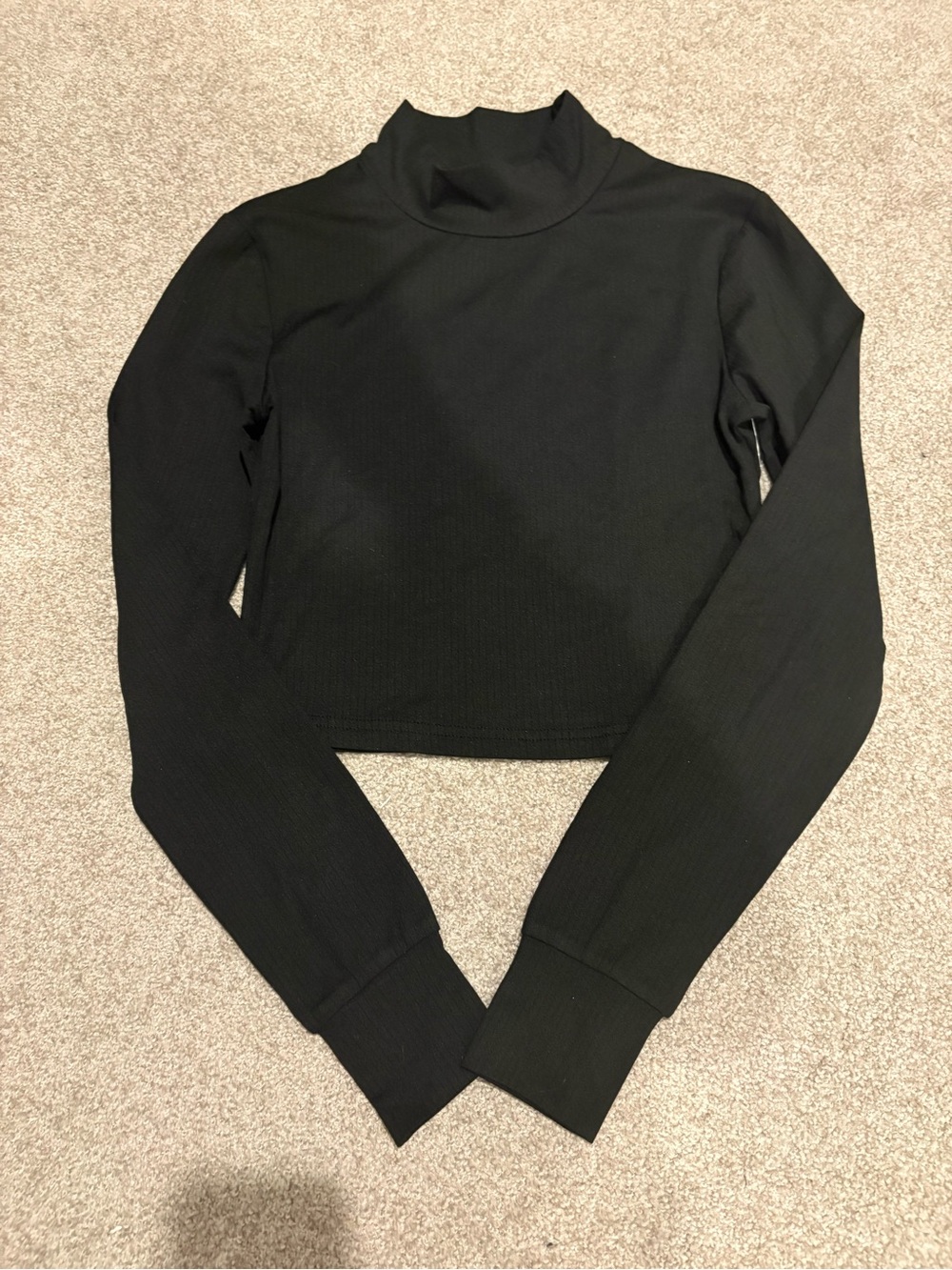 Altar'd State Black Ribbed Mock Neck Crop Top